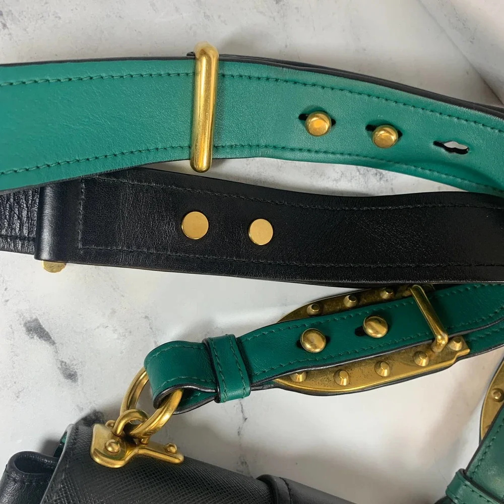 ❌❌ PRADA Lions Head Bag Antic Soft Saffiano Cahier Shoulder/Crossbody Green - Picture 13 of 16